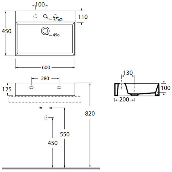 Раковина Azzurra Elegance Squared 60 ELLP060450QMBI/(EQA60M bi)*1 Белая Раковина Azzurra Elegance Squared 60 ELLP060450QMBI/(EQA60M bi)*1 Белая