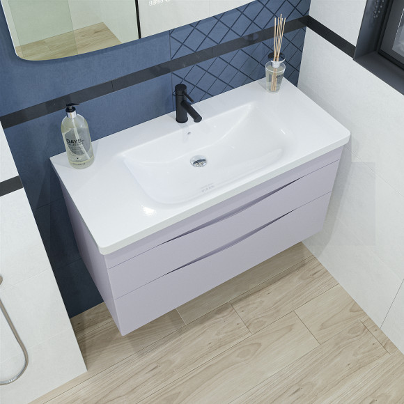 Тумба под раковину Caprigo Lento 100 36214-SF028 подвесная Серая матовая Тумба под раковину Caprigo Lento 100 36214-SF028 подвесная Серая матовая