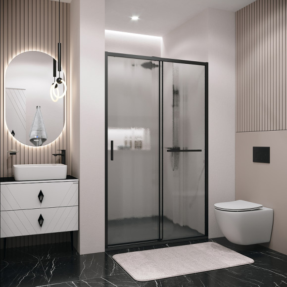 Душевая дверь Grossman Style 110 100.K33.05.110.21.02 профиль Черный матовый стекло шиншилла Душевая дверь Grossman Style 110 100.K33.05.110.21.02 профиль Черный матовый стекло шиншилла