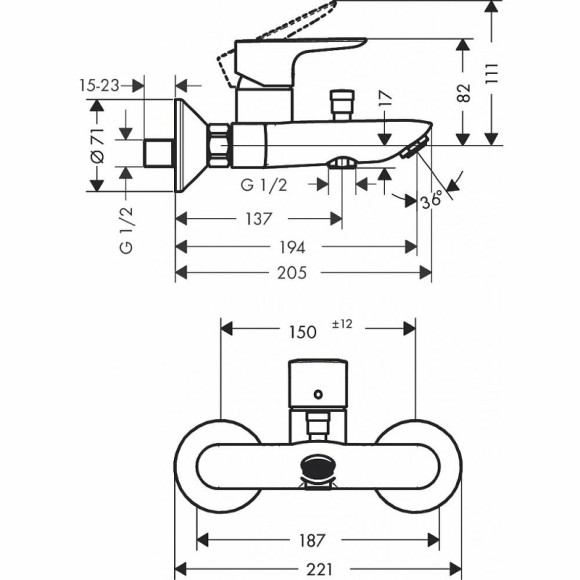 Смеситель для ванны Hansgrohe Talis E 71740000 Хром Смеситель для ванны Hansgrohe Talis E 71740000 Хром