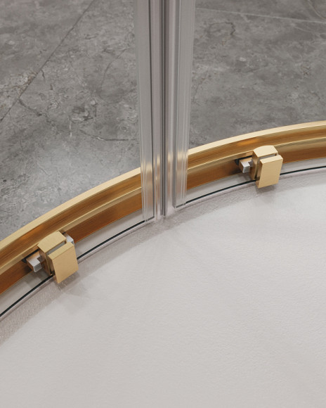 Душевой уголок Cezares Molveno 100x100 MOLVENO-R-2-100-C-BORO-IV профиль Брашированное золото стекло прозрачное