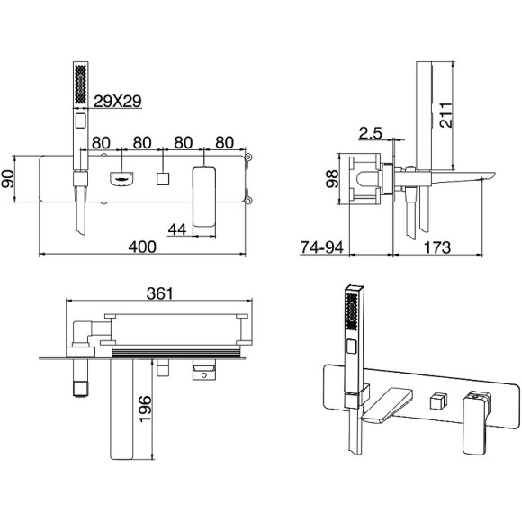 Смеситель для ванны Allen Brau Infinity 5.21007-31 Черный матовый Смеситель для ванны Allen Brau Infinity 5.21007-31 Черный матовый