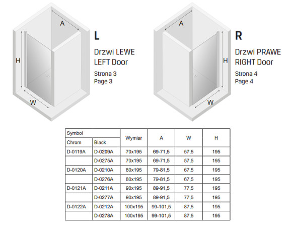 Душевая дверь New Trendy New Soleo Black 70 D-0209A профиль Черный стекло прозрачное