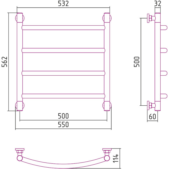 Водяной полотенцесушитель Сунержа Галант+ 500х500 00-0200-5050 Хром Водяной полотенцесушитель Сунержа Галант+ 500х500 00-0200-5050 Хром