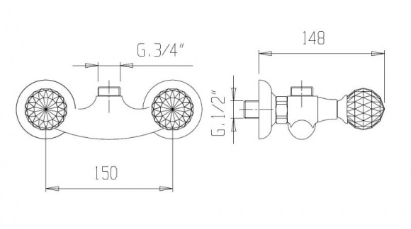 Смеситель для душа Cezares Atlantis Nostalgia ATLANTIS-NOSTALGIA-DS-02 Бронза