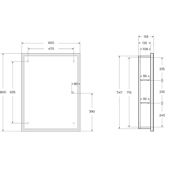 Зеркальный шкаф BelBagno 60 SPC-GRT-600/800-1A-LED-TCH с подсветкой Белый