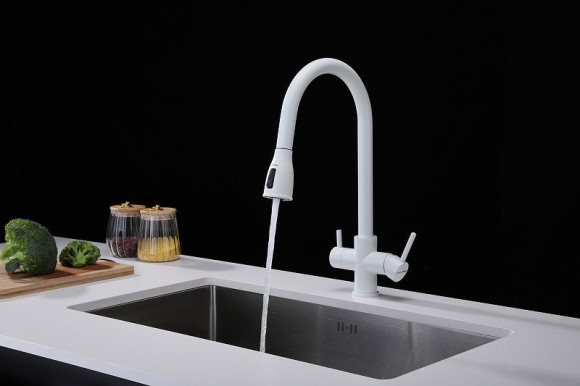 Смеситель для кухни Paulmark Lange La214212-431 Белый матовый