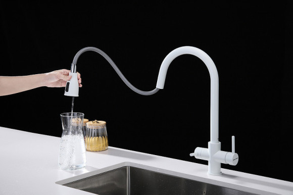 Смеситель для кухни Paulmark Lange La214212-431 Белый матовый