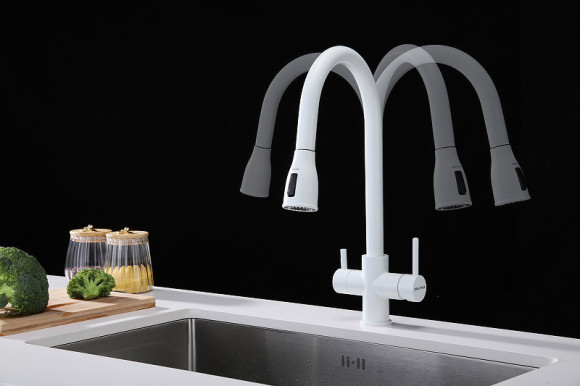 Смеситель для кухни Paulmark Lange La214212-431 Белый матовый