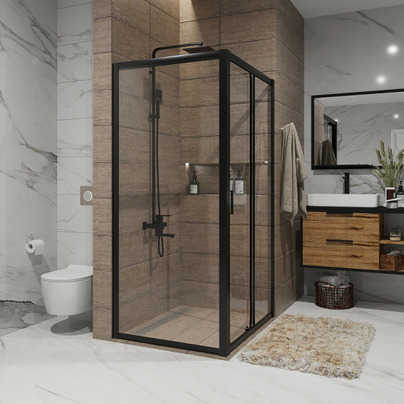Душевой уголок Niagara Nova 100х90 NG-82-10AB-A90B профиль Черный стекло прозрачное Душевой уголок Niagara Nova 100х90 NG-82-10AB-A90B профиль Черный стекло прозрачное