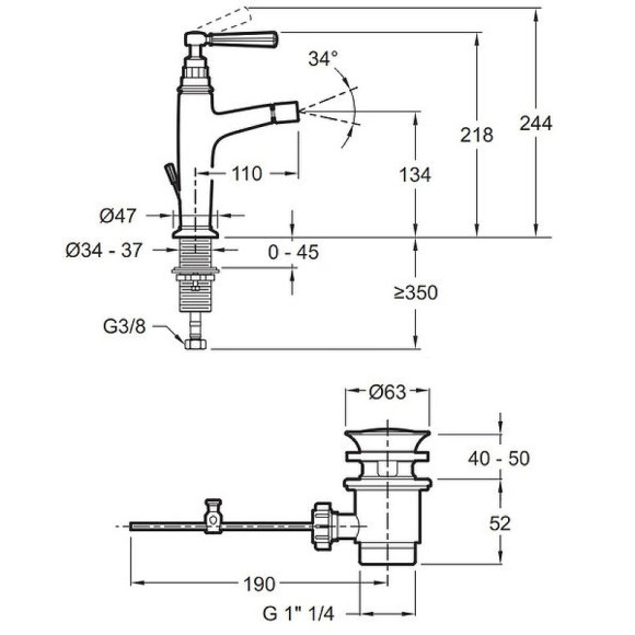 Смеситель для биде Jacob Delafon Cleo1889 E24310-BGG Глянцевое золото Смеситель для биде Jacob Delafon Cleo1889 E24310-BGG Глянцевое золото