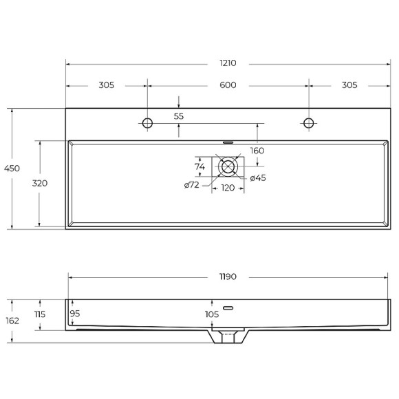 Раковина Cezares 120 50314 Белая матовая