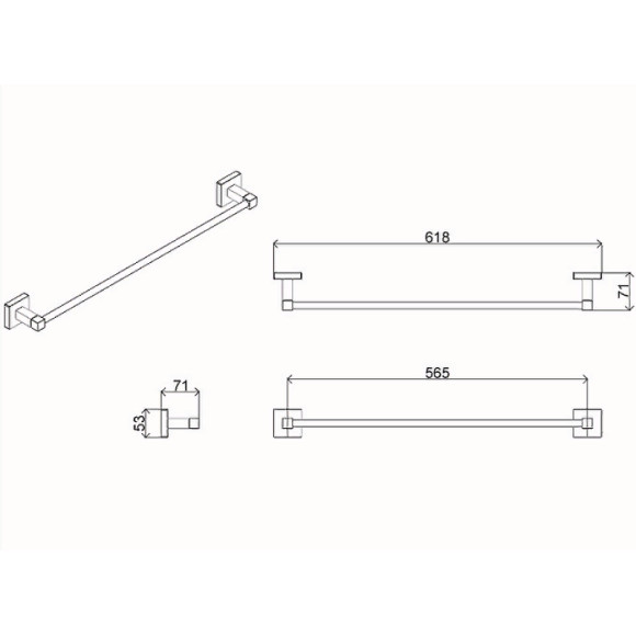 Полотенцедержатель Azario Rina AZ-87001 Хром Полотенцедержатель Azario Rina AZ-87001 Хром