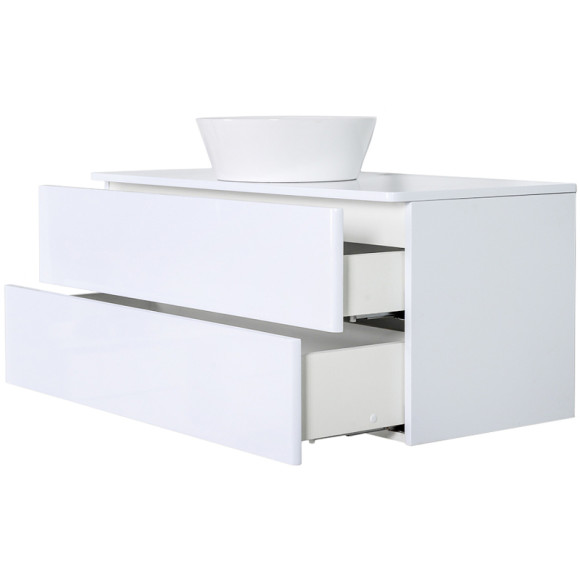 Тумба с раковиной Orange Otto 100 Ot-100TuMDF+B08-360W подвесная Белый глянец Тумба с раковиной Orange Otto 100 Ot-100TuMDF+B08-360W подвесная Белый глянец