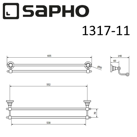 Полотенцедержатель Sapho Diamond 1317-11 Хром