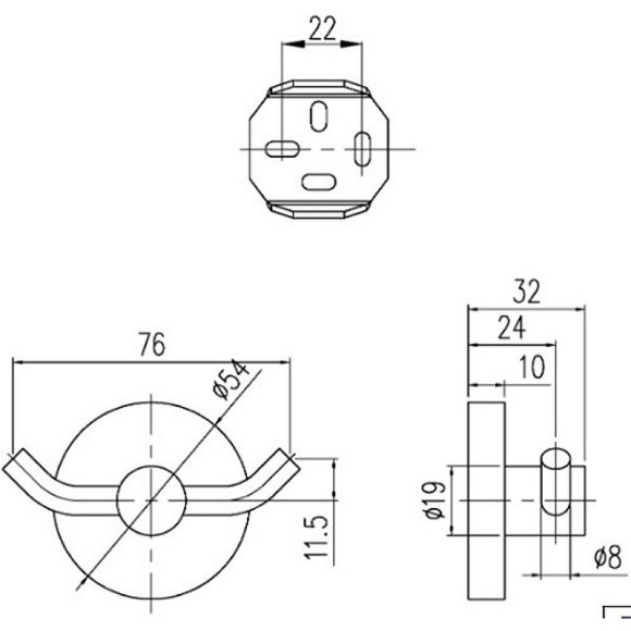 Двойной крючок Villeroy&Boch Elements-Tender TVA15101200061 Хром