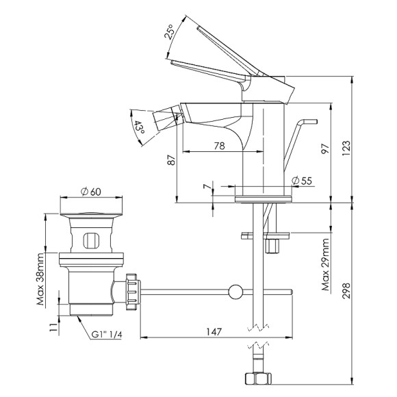 Смеситель для биде Remer Slash SL20 Хром Смеситель для биде Remer Slash SL20 Хром