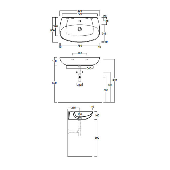 Раковина Simas Vignoni 80 VI11bi*1 Белая