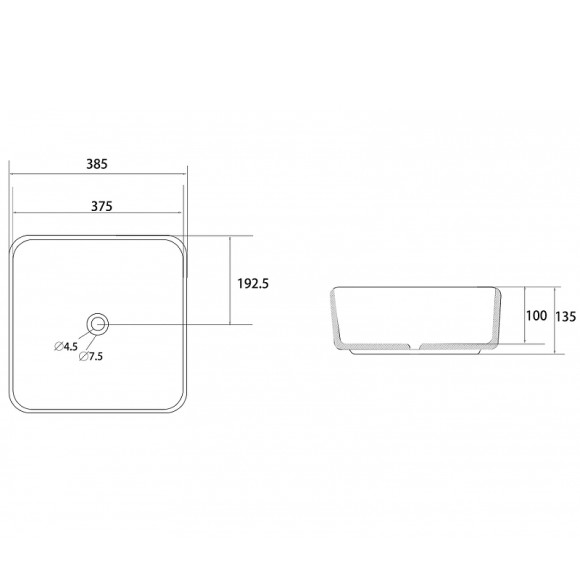 Раковина-чаша Abber Rechteck 39 AC2211 Белая