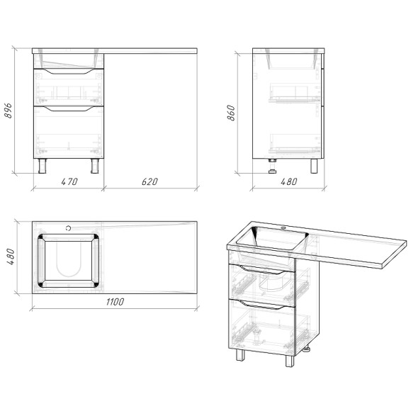 Тумба под раковину Grossman Вилар 110 125011 Белая Тумба под раковину Grossman Вилар 110 125011 Белая