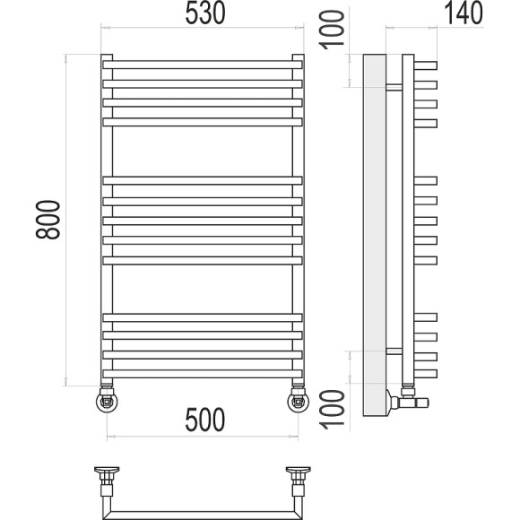 Водяной полотенцесушитель Terminus Берн П13 500х800 4670078513403 Хром, нижнее подключение, G 1/2" ВР, с комплектом вентилей Водяной полотенцесушитель Terminus Берн П13 500х800 4670078513403 Хром, нижнее подключение, G 1/2" ВР, с комплектом вентилей