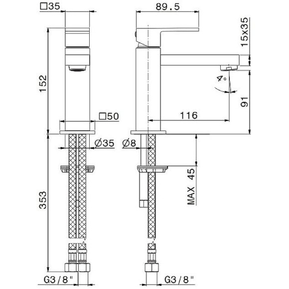 Смеситель для раковины Kerama Marazzi Futura 66412KM.01.093 Черный матовый Смеситель для раковины Kerama Marazzi Futura 66412KM.01.093 Черный матовый