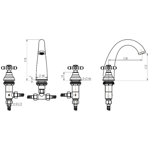 Смеситель для раковины Boheme Royal Cristal 277-Royal Хром