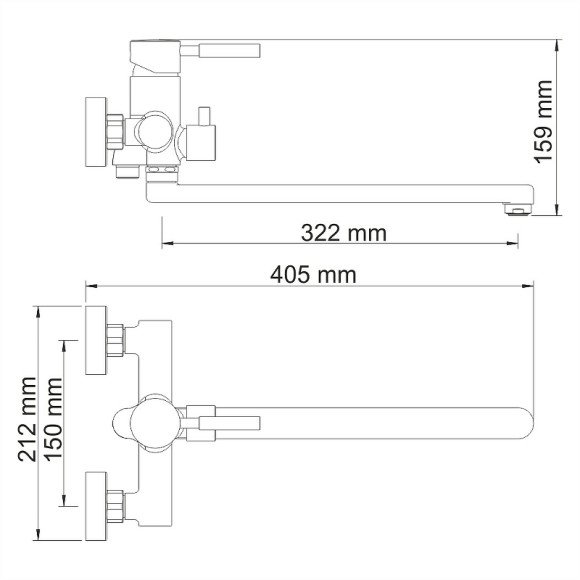 Смеситель для ванны WasserKRAFT Main 4102L универсальный Хром