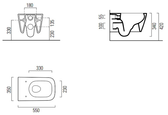 Унитаз GSI Nubes 961511 подвесной без сиденья