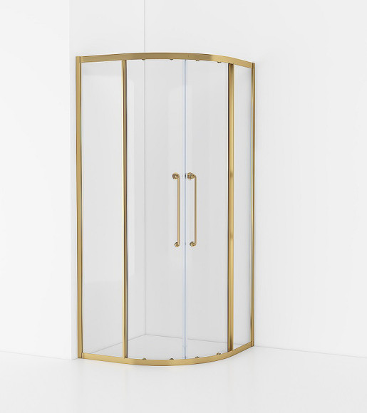 Душевой уголок Cezares Relax-304 90x90 RELAX-304-R-2-90-C-BORO профиль Брашированное золото стекло прозрачное