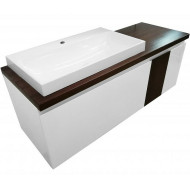 Тумба с раковиной Эстет Malibu 140 L ФР-00007126 подвесная Белая Темное дерево