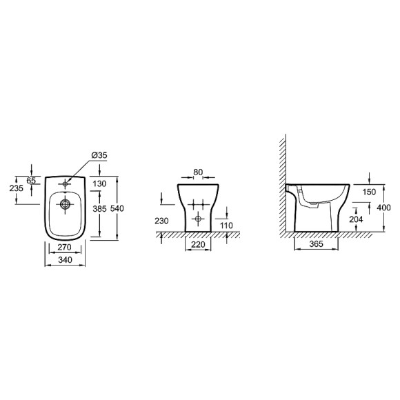 Биде Jacob Delafon Struktura EBC0002-00 Белое