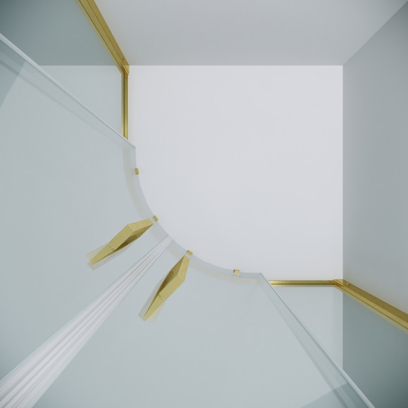 Душевой уголок Grossman Cosmo 90х90 301.K33.02.9090.32.00 профиль Золото сатин стекло прозрачное