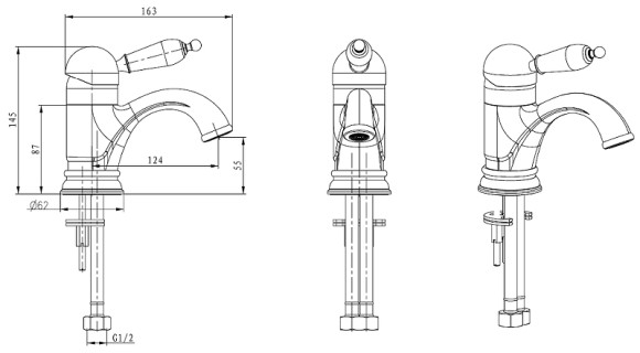 Смеситель для раковины Boheme Murano 281-MR-W Золото Смеситель для раковины Boheme Murano 281-MR-W Золото