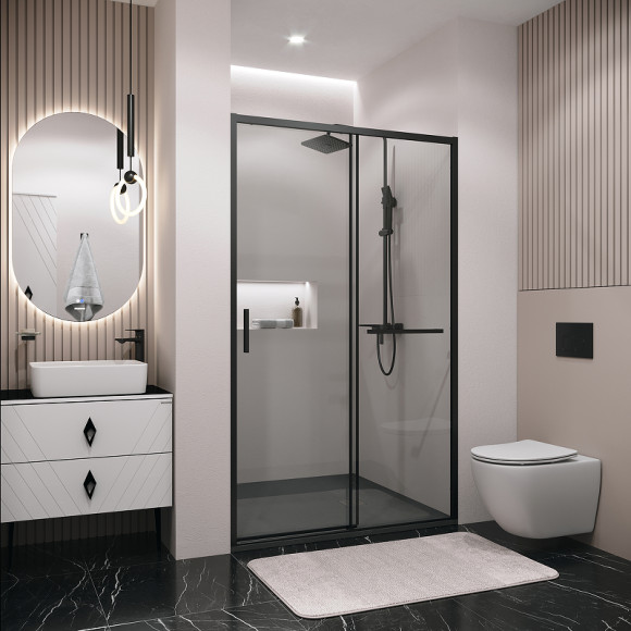 Душевая дверь Grossman Style 110 100.K33.05.110.21.00 профиль Черный матовый стекло прозрачное