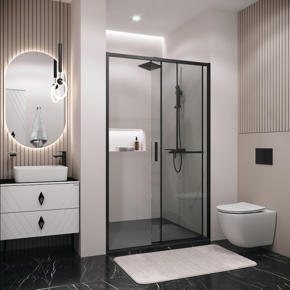 Душевая дверь Grossman Style 110 100.K33.05.110.21.00 профиль Черный матовый стекло прозрачное