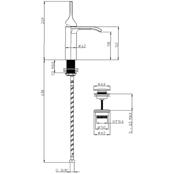 Смеситель для раковины Bossini Apice E89603.045 Белый матовый Смеситель для раковины Bossini Apice E89603.045 Белый матовый