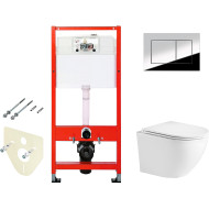 Комплект унитаза WeltWasser Merzbach 043 GL-WT 10000009939 с инсталляцией Tece Profil 9400412 с сиденьем Микролифт и клавишей смыва Хром глянцевый